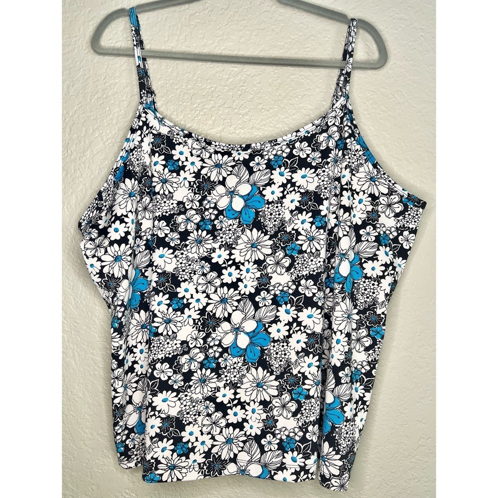 Lane Bryant GUC Black & White Floral Cami Tank Top Plus Size 22/24